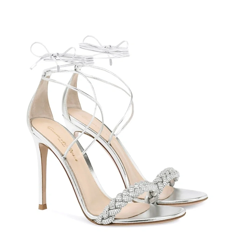 Gianvito Rossi Crystal Leomi 105 braided Sandals / Heels US6/IT36